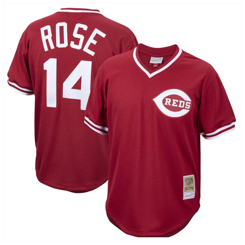 Jamed C.Reds #14 Pete Rose Player Red Throwback Cooperstown Collection Limited T-shirt Stitched Jerseys