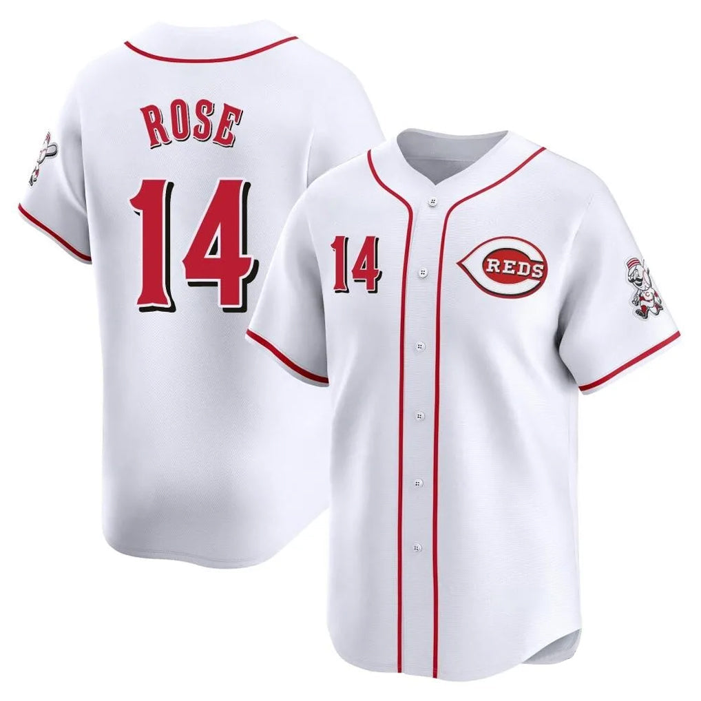 Jamed C.Reds #14 Pete Rose Player White Home Limited Stitched Jerseys