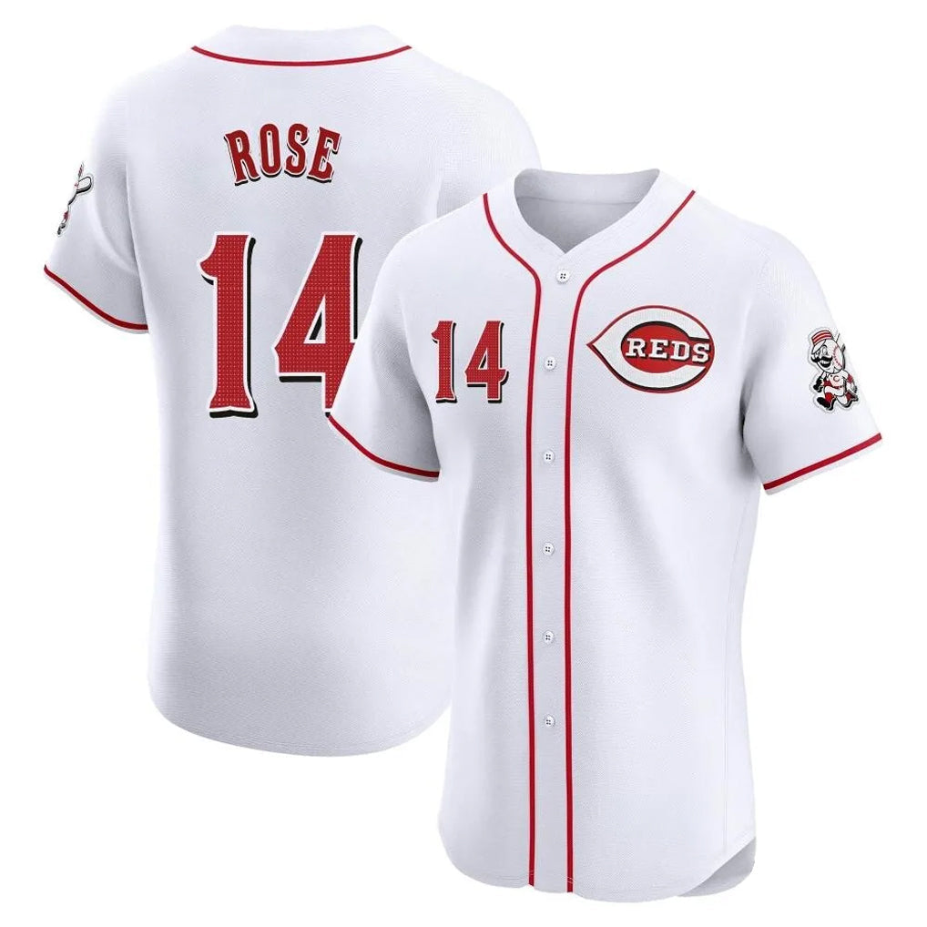 Jamed C.Reds #14 Pete Rose Player White Limited Elite Home Stitched Jerseys