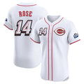 Jamed C.Reds #14 Pete Rose Player White Speedway Classic Limited Elite Home Stitched Jerseys