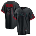 Jamed C.Reds #21 Hunter Greene Player Black City Connect Home Game Stitched Jerseys