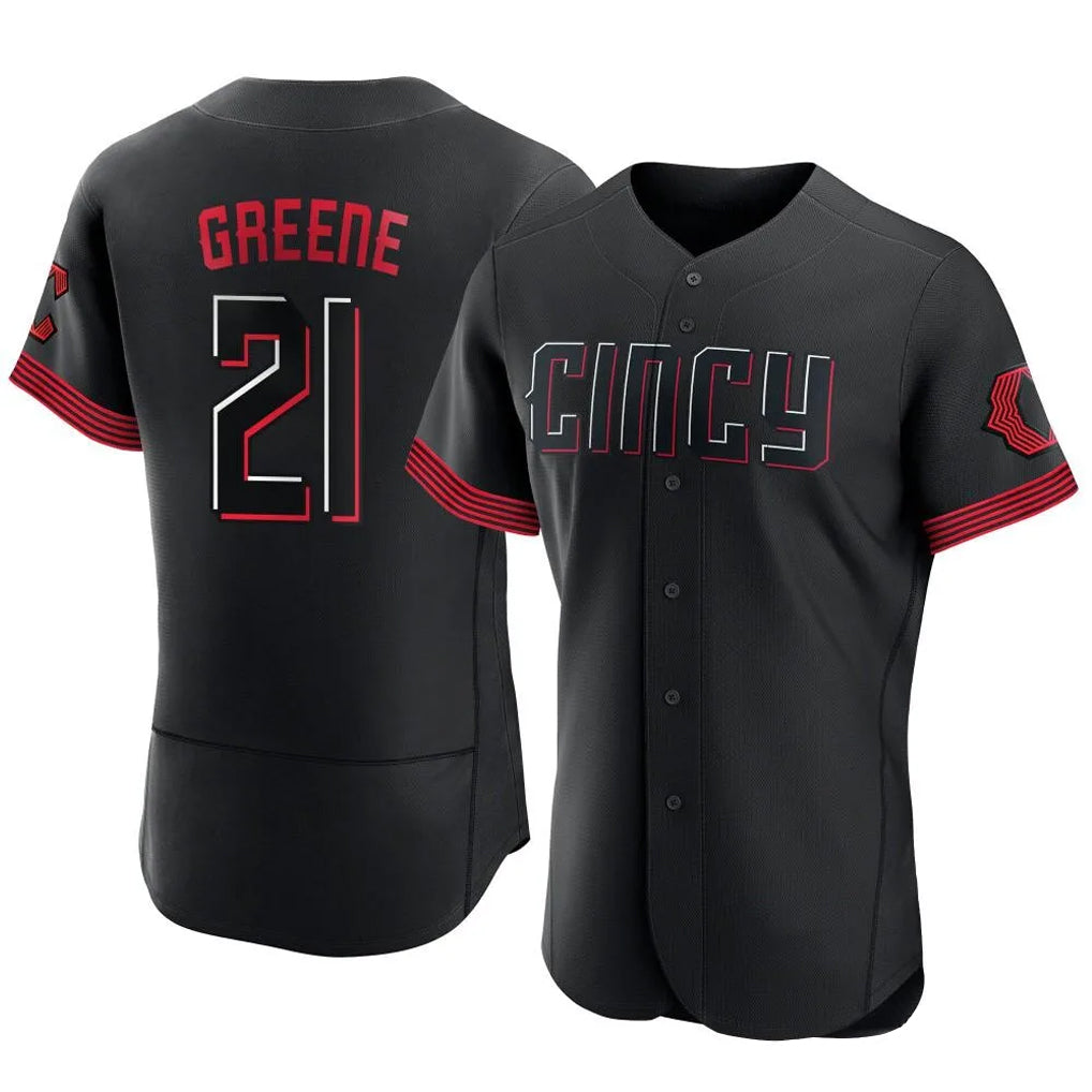Jamed C.Reds #21 Hunter Greene Player Black City Connect Limited Elite Home Stitched Jerseys