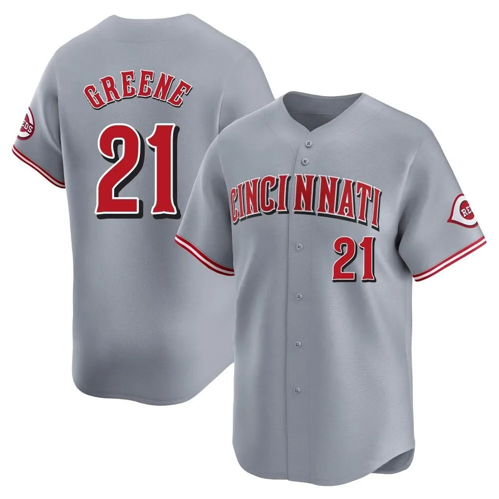 Jamed C.Reds #21 Hunter Greene Player Gray Home Limited Stitched Jerseys