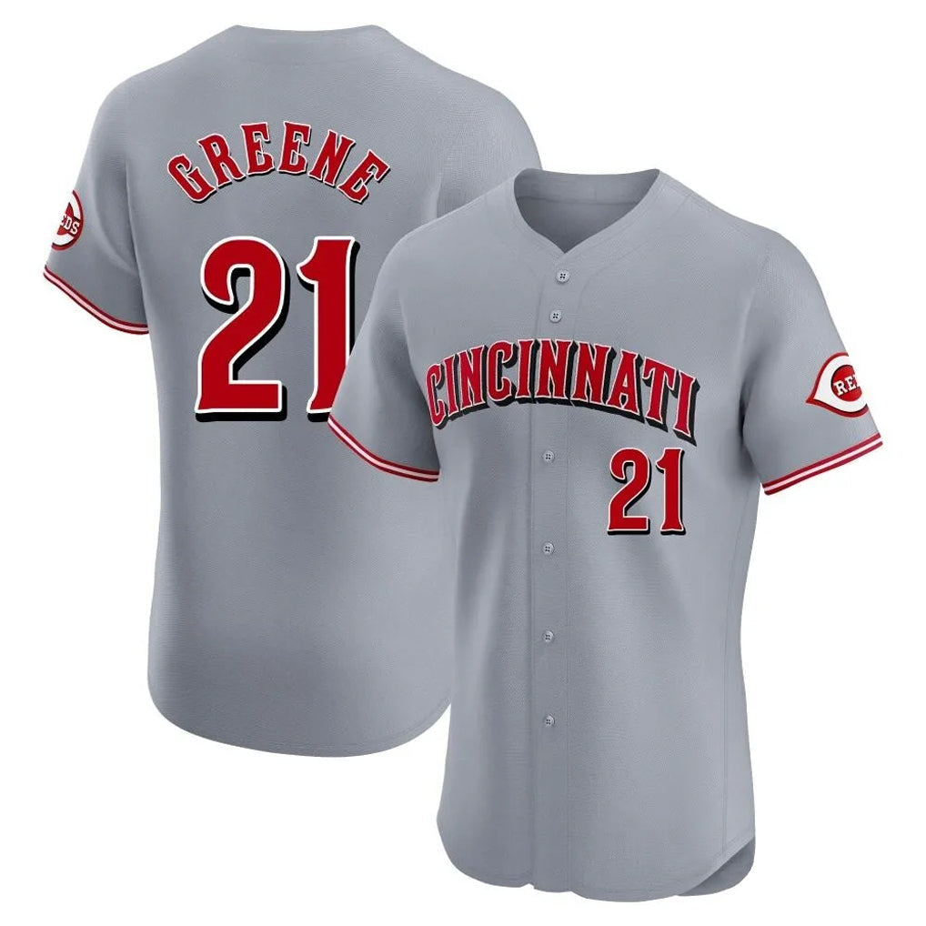 Jamed C.Reds #21 Hunter Greene Player Gray Limited Elite Home Stitched Jerseys