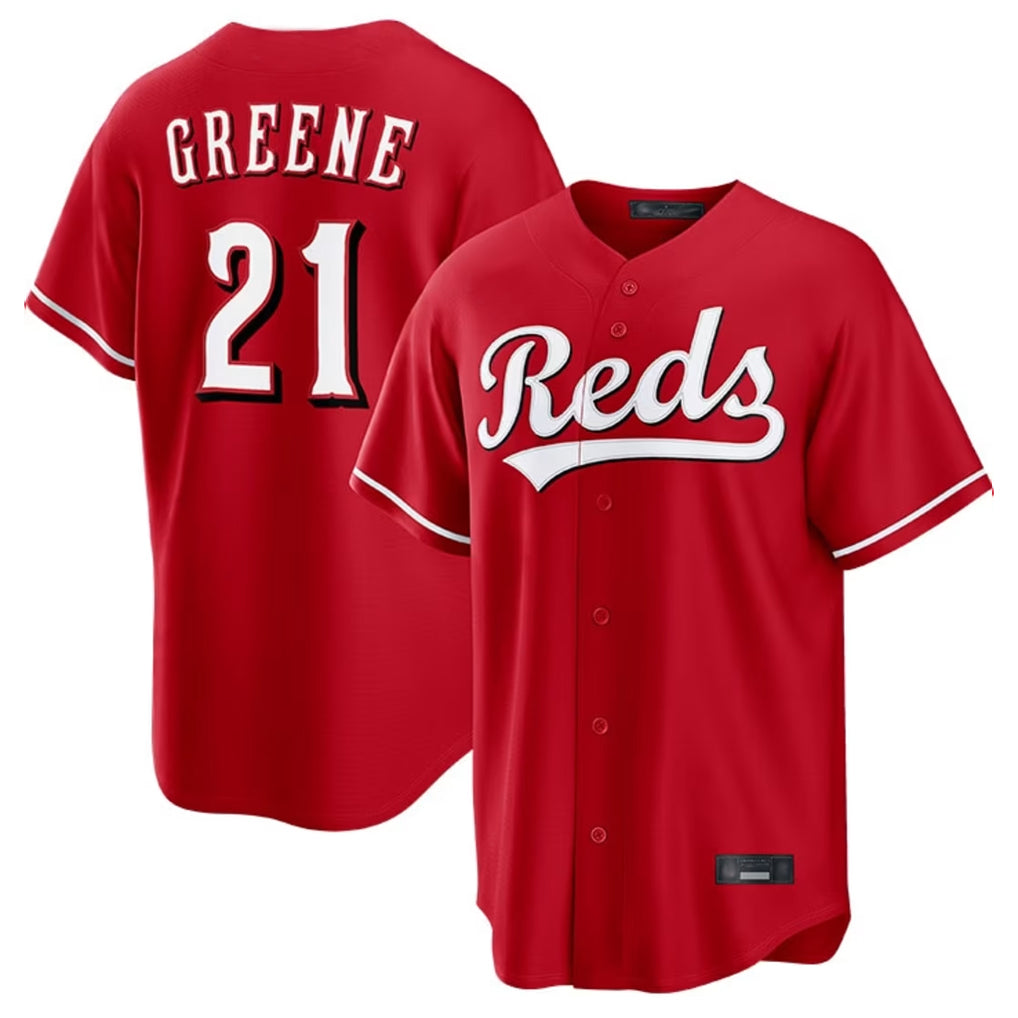 Jamed C.Reds #21 Hunter Greene Player Red Home Game Stitched Jerseys