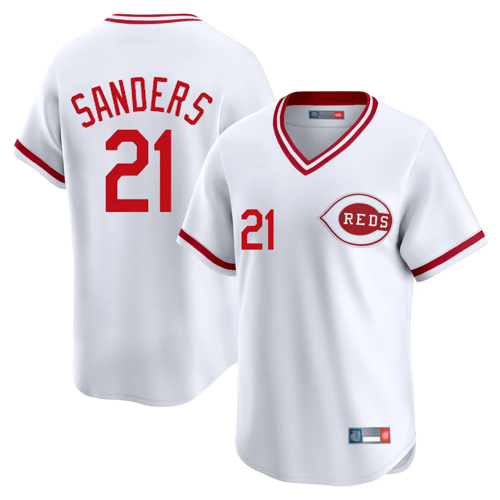 Jamed C.Reds #21 Hunter Greene Player White Cooperstown Collection Limited T-shirt Home Stitched Jerseys