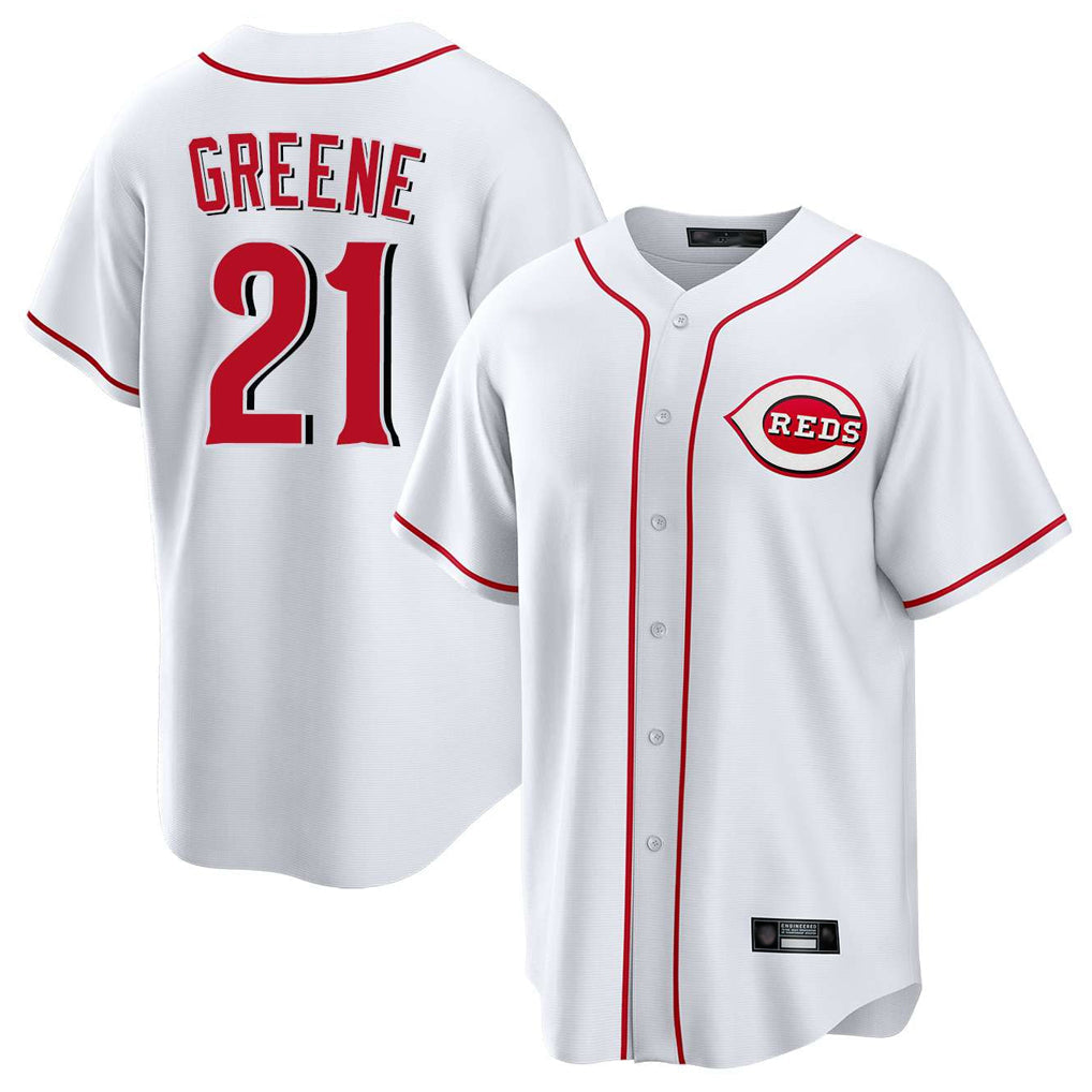 Jamed C.Reds #21 Hunter Greene Player White Game Home Stitched Jerseys