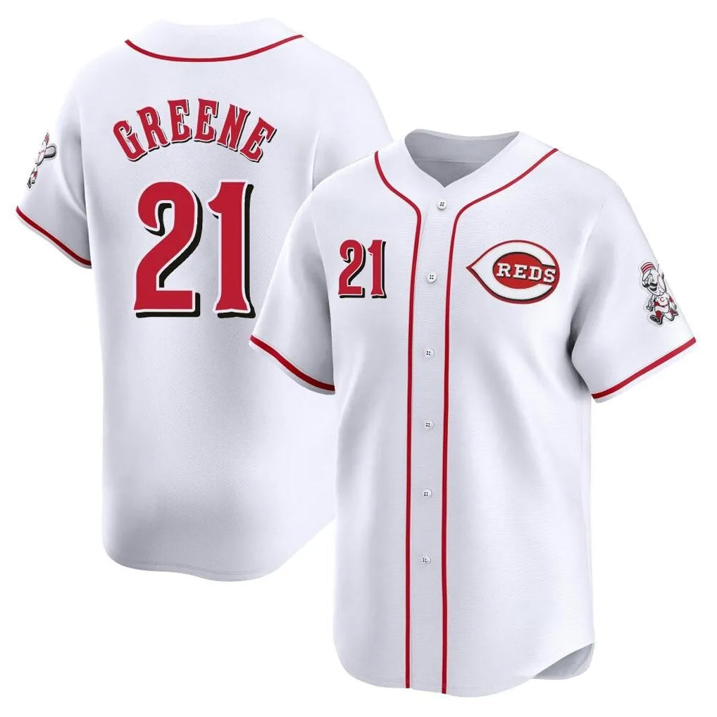 Jamed C.Reds #21 Hunter Greene Player White Home Limited Stitched Jerseys