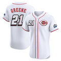 Jamed C.Reds #21 Hunter Greene Player White Speedway Classic Limited Elite Home Stitched Jerseys