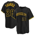 Jamed C.Reds #28 Eugenio Su¡§¡érez Player Black Snake Skin City Home Stitched Jerseys