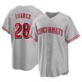 Jamed C.Reds #28 Eugenio Su¡§¡érez Player Gray Home Game Stitched Jerseys