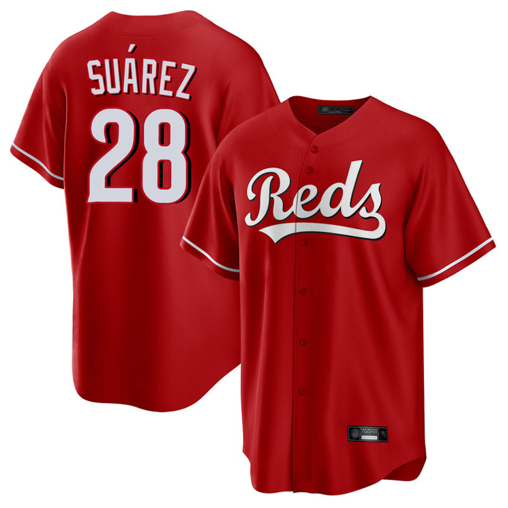 Jamed C.Reds #28 Eugenio Su¡§¡érez Player Red Home Game Stitched Jerseys