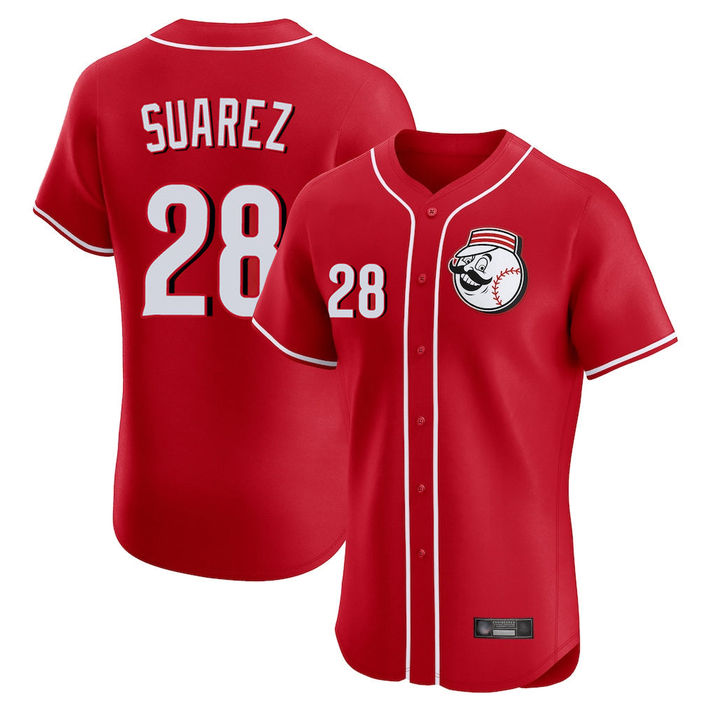 Jamed C.Reds #28 Eugenio Su¡§¡érez Player Red Limited Elite Home Game Stitched Jerseys