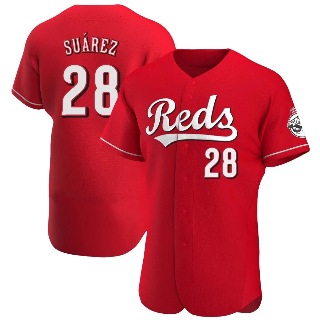 Jamed C.Reds #28 Eugenio Su¡§¡érez Player Red Limited Elite Home Stitched Jerseys