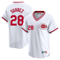 Jamed C.Reds #28 Eugenio Su¡§¡érez Player White Cooperstown Collection Limited T-shirt Home Stitched Jerseys