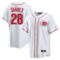 Jamed C.Reds #28 Eugenio Su¡§¡érez Player White Game Home Stitched Jerseys