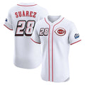 Jamed C.Reds #28 Eugenio Su¡§¡érez Player White Speedway Classic Limited Elite Home Stitched Jerseys