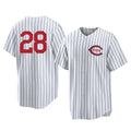 Jamed C.Reds #28 Eugenio Su¡§¡érez Player White Stripe Field of Dreams Game Home Stitched Jerseys