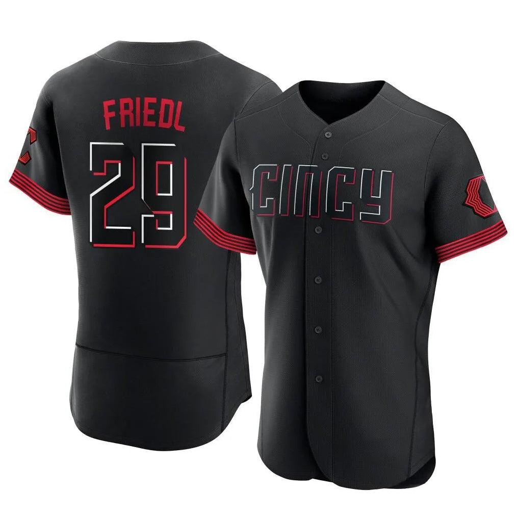 Jamed C.Reds #29 TJ Friedl Player Black City Connect Limited Elite Home Stitched Jerseys