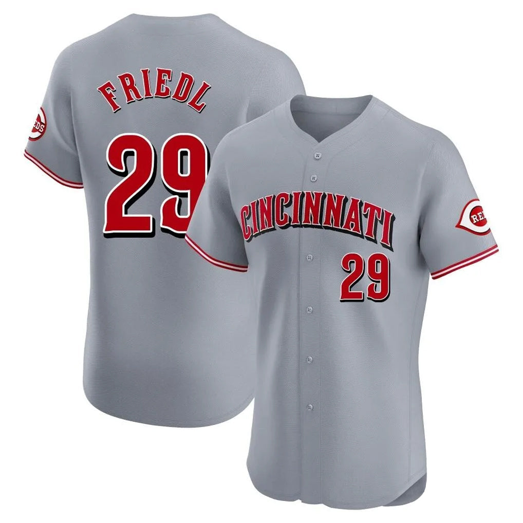 Jamed C.Reds #29 TJ Friedl Player Gray Limited Elite Home Stitched Jerseys