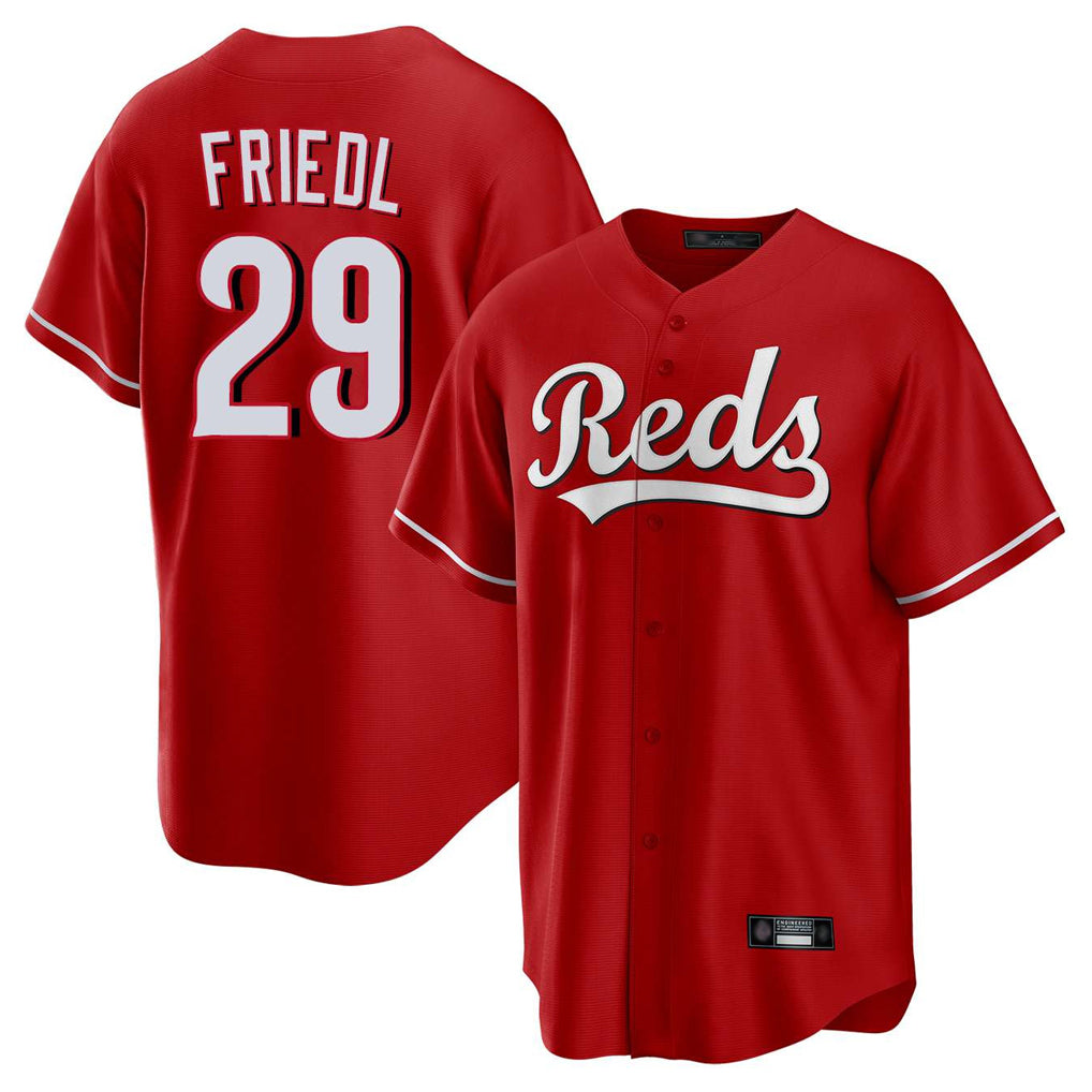 Jamed C.Reds #29 TJ Friedl Player Red Home Game Stitched Jerseys