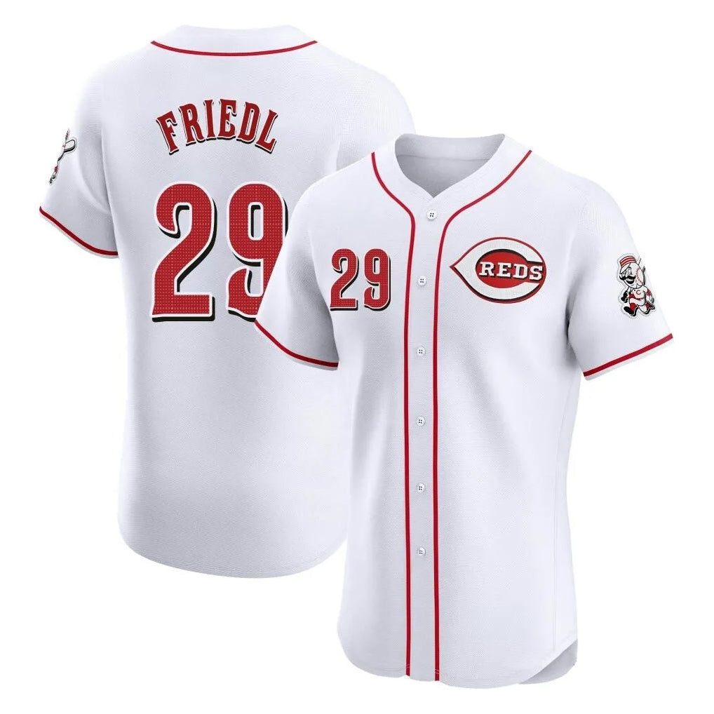 Jamed C.Reds #29 TJ Friedl Player White Limited Elite Home Stitched Jerseys
