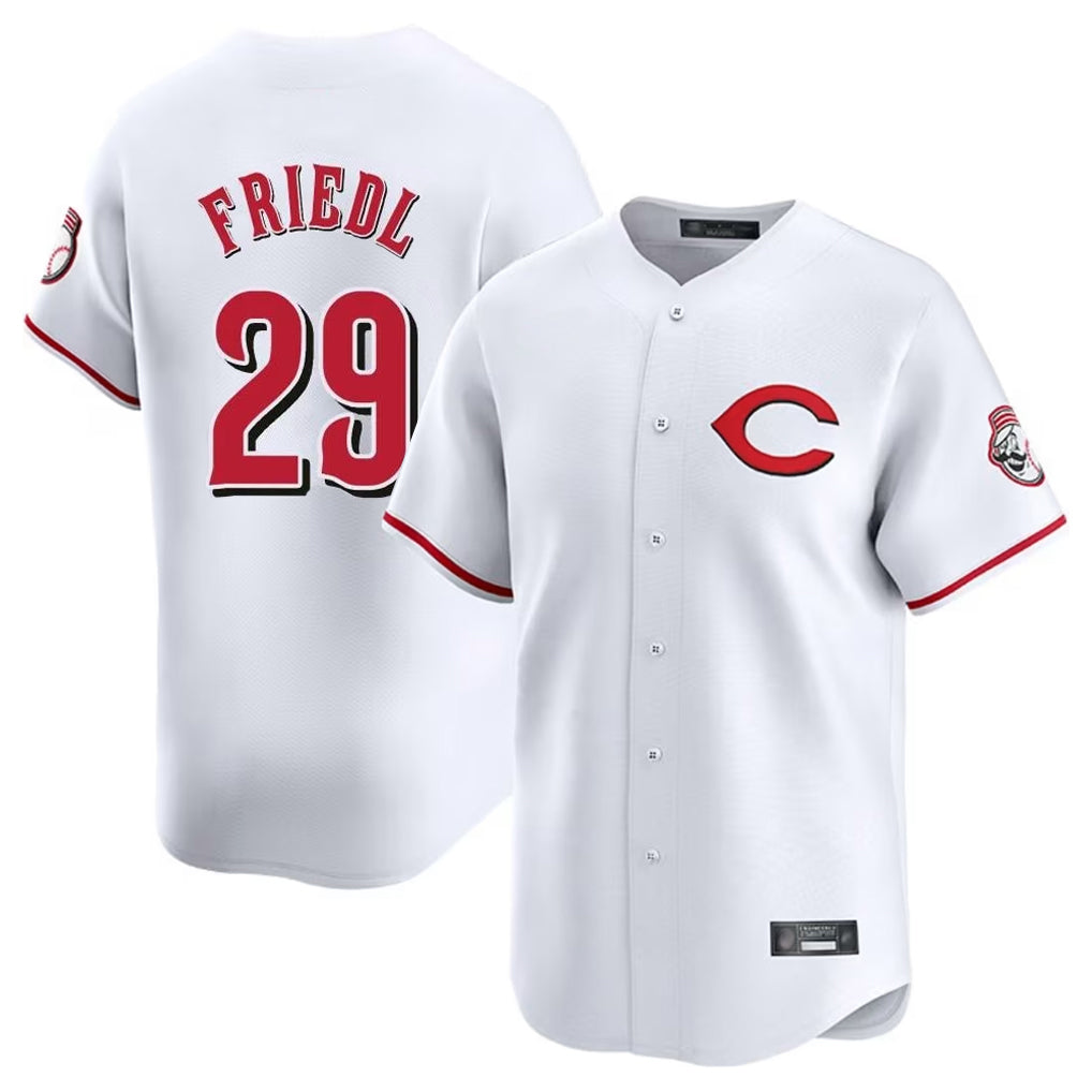 Jamed C.Reds #29 TJ Friedl Player White Limited Home Stitched Jerseys