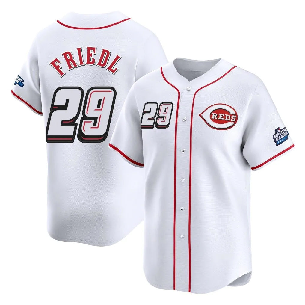 Jamed C.Reds #29 TJ Friedl Player White Speedway Classic Home Limited Stitched Jerseys