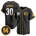 Jamed C.Reds #30 Ken Griffey Player Black-Gold Vapor Premier Limited Home Stitched Jerseys