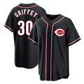 Jamed C.Reds #30 Ken Griffey Player Black Fashion Out Home Game Stitched Jerseys