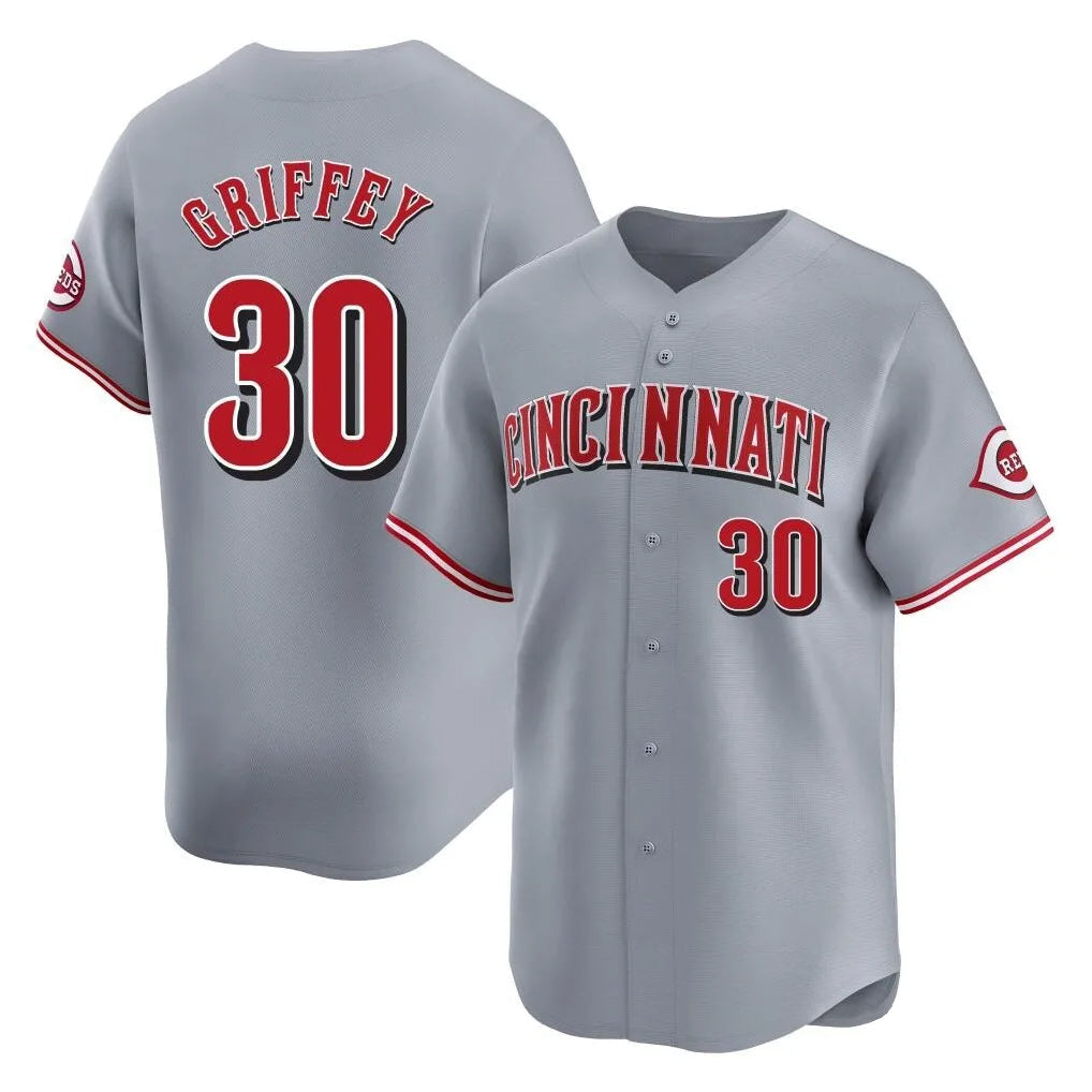 Jamed C.Reds #30 Ken Griffey Player Gray Home Limited Stitched Jerseys