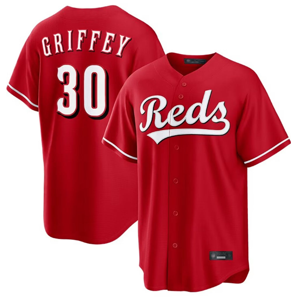 Jamed C.Reds #30 Ken Griffey Player Red Home Game Stitched Jerseys