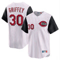 Jamed C.Reds #30 Ken Griffey Player White Black Stripe Field of Dreams Game Home Stitched Jerseys