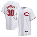 Jamed C.Reds #30 Ken Griffey Player White Home Game Stitched Jerseys