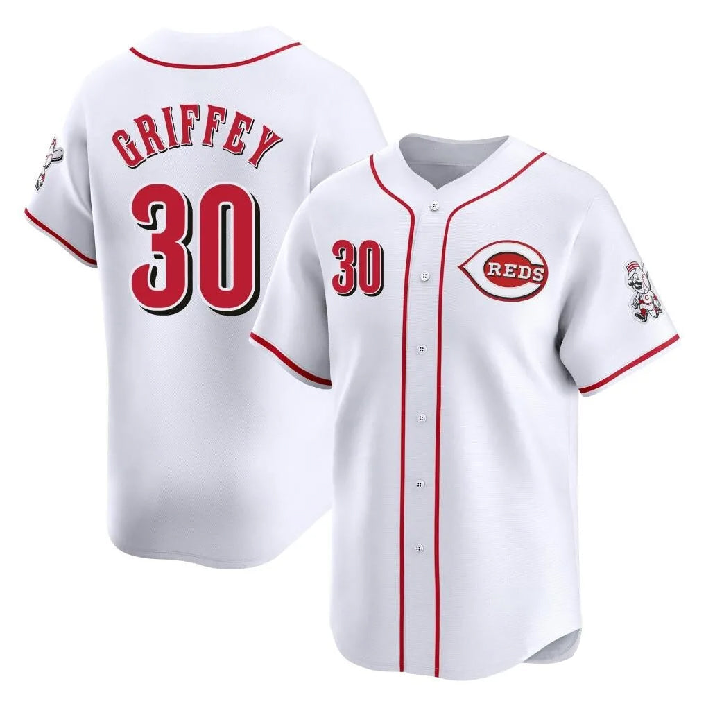 Jamed C.Reds #30 Ken Griffey Player White Home Limited Stitched Jerseys
