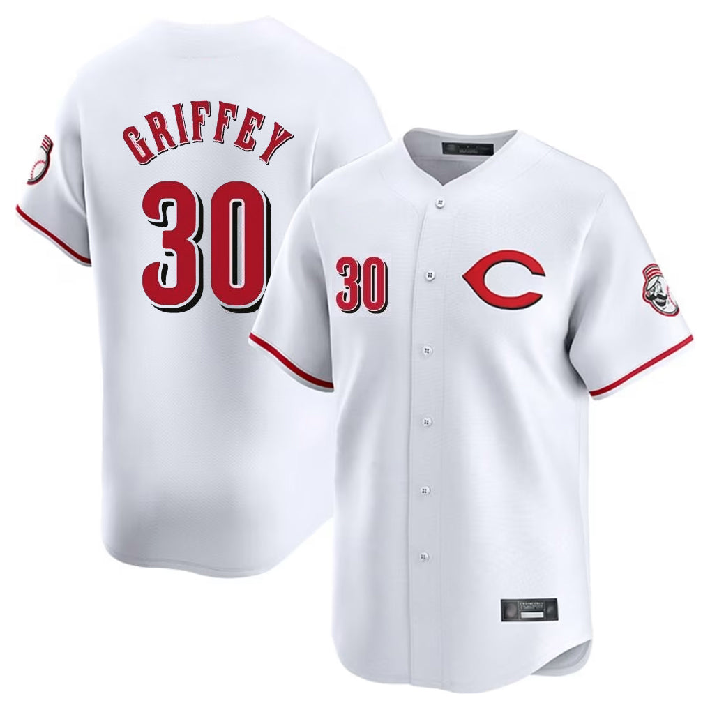 Jamed C.Reds #30 Ken Griffey Player White Limited Home Stitched Jerseys