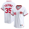 Jamed C.Reds #35 Jose Trevino Player White Cooperstown Collection Limited T-shirt Home Stitched Jerseys