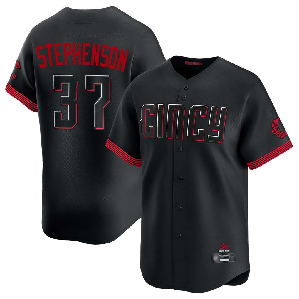 Jamed C.Reds #37 Tyler Stephenson Player Black City Connect Home Limited Stitched Jerseys