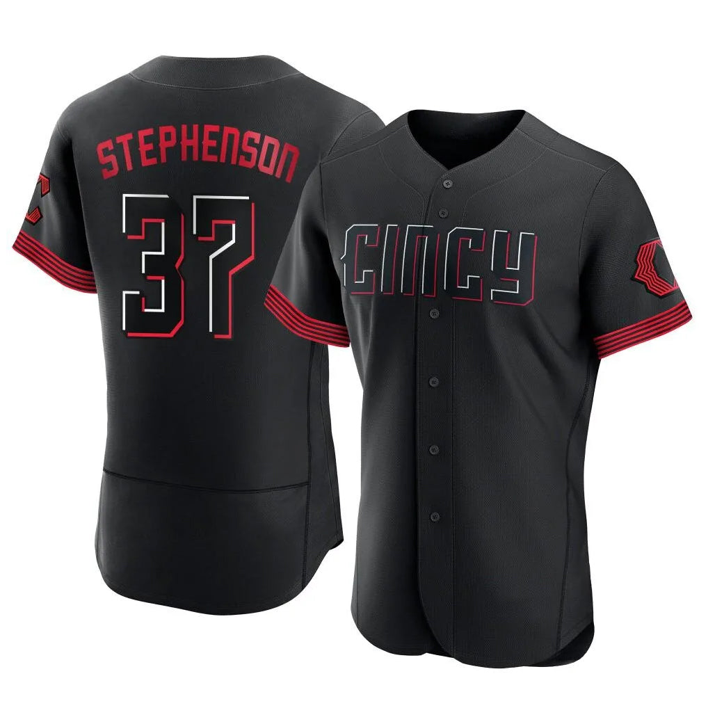Jamed C.Reds #37 Tyler Stephenson Player Black City Connect Limited Elite Home Stitched Jerseys
