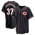 Jamed C.Reds #37 Tyler Stephenson Player Black Fashion Out Home Game Stitched Jerseys