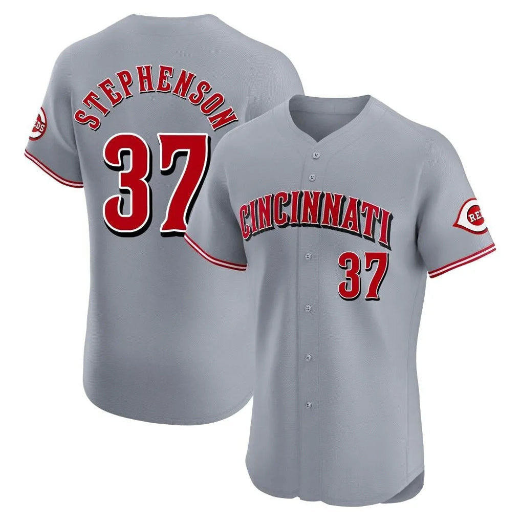 Jamed C.Reds #37 Tyler Stephenson Player Gray Limited Elite Home Stitched Jerseys