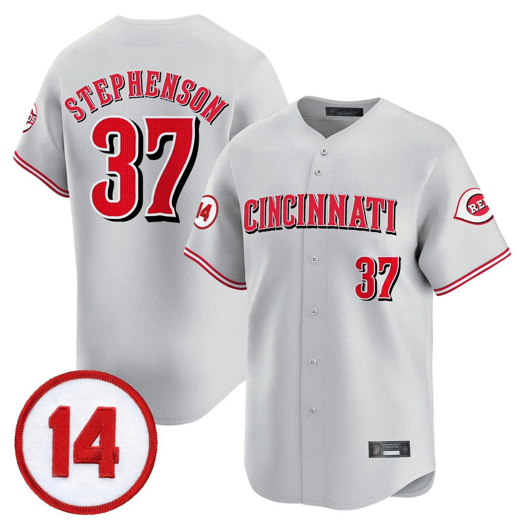 Jamed C.Reds #37 Tyler Stephenson Player Gray Vapor Premier Limited Home Stitched Jerseys