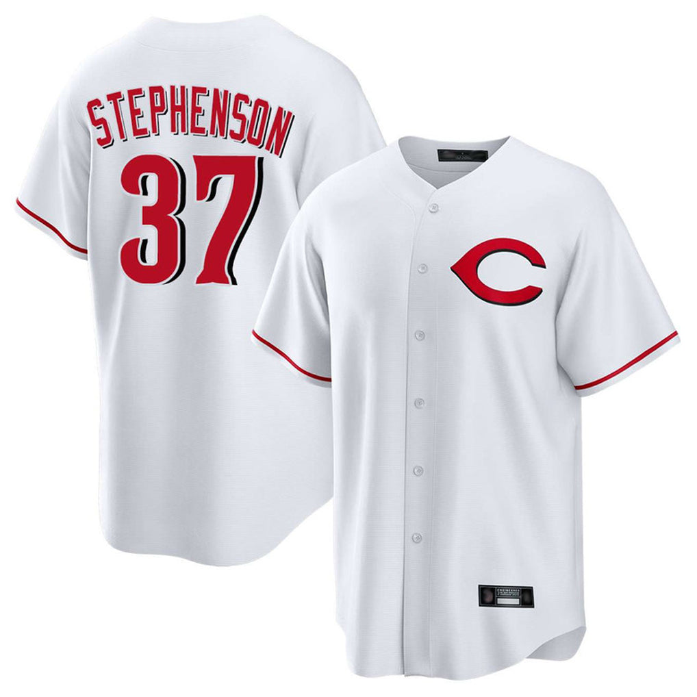Jamed C.Reds #37 Tyler Stephenson Player White Home Game Stitched Jerseys
