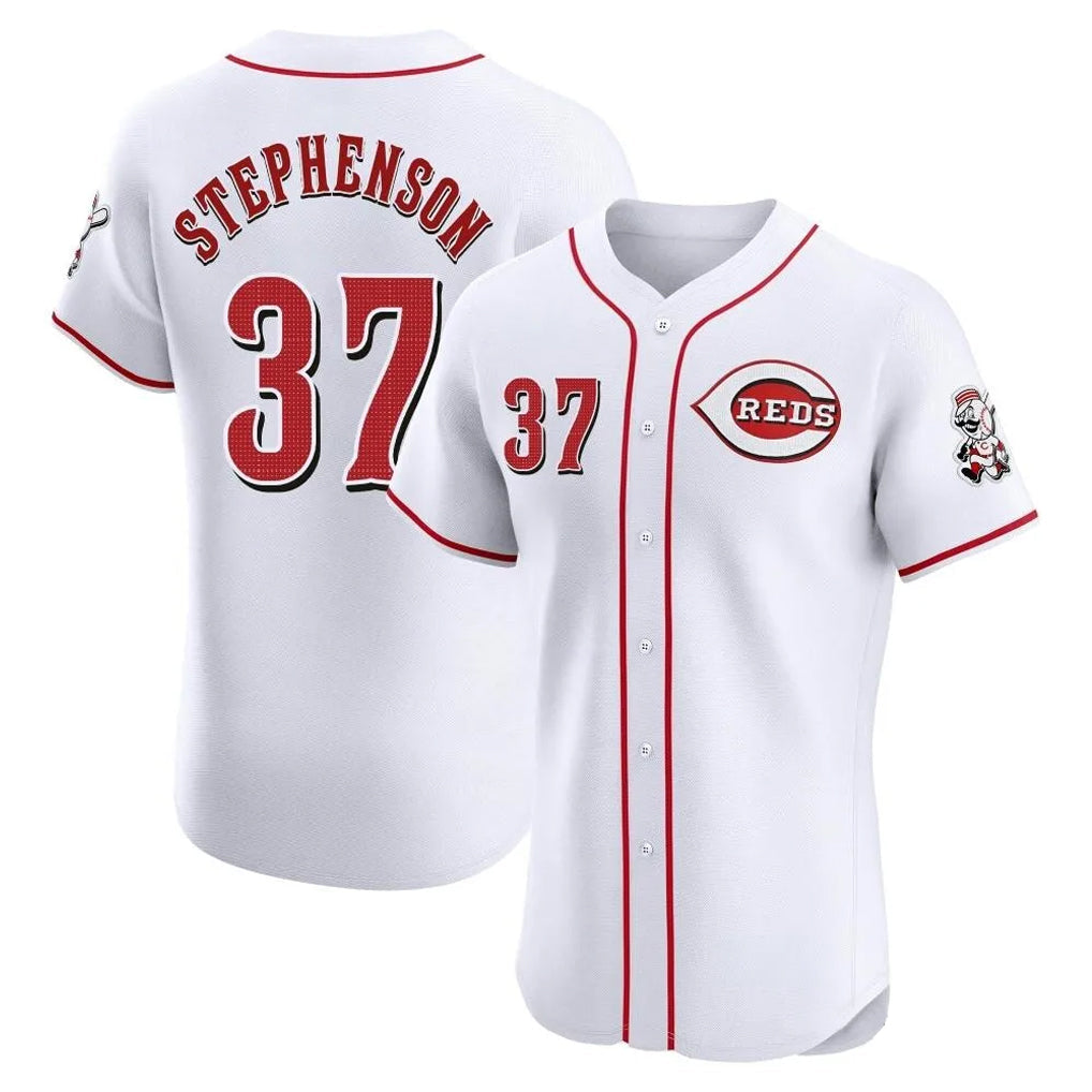 Jamed C.Reds #37 Tyler Stephenson Player White Limited Elite Home Stitched Jerseys