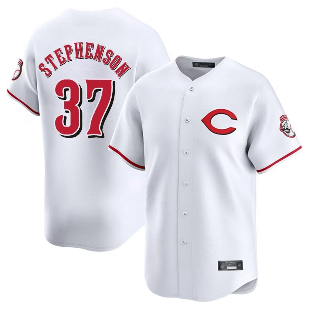 Jamed C.Reds #37 Tyler Stephenson Player White Limited Home Stitched Jerseys