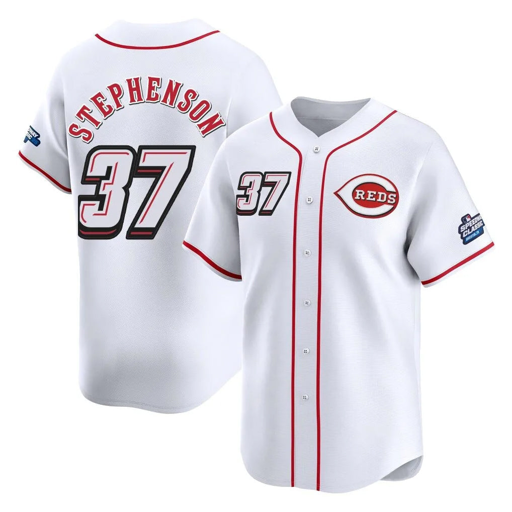 Jamed C.Reds #37 Tyler Stephenson Player White Speedway Classic Home Limited Stitched Jerseys