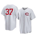 Jamed C.Reds #37 Tyler Stephenson Player White Stripe Field of Dreams Game Home Stitched Jerseys