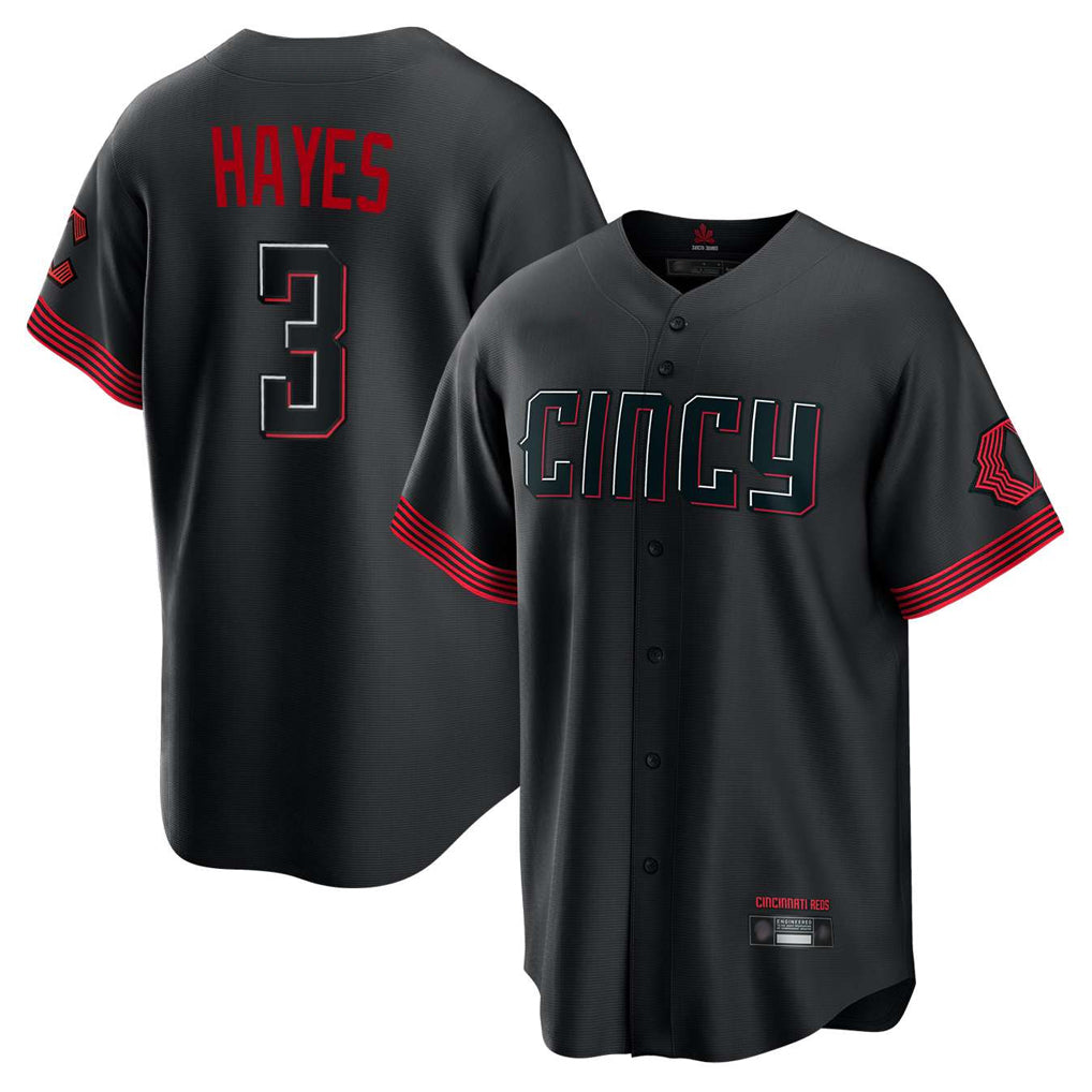 Jamed C.Reds #3 Ke'Bryan Hayes Player Black City Connect Home Game Stitched Jerseys
