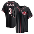 Jamed C.Reds #3 Ke'Bryan Hayes Player Black Fashion Out Home Game Stitched Jerseys