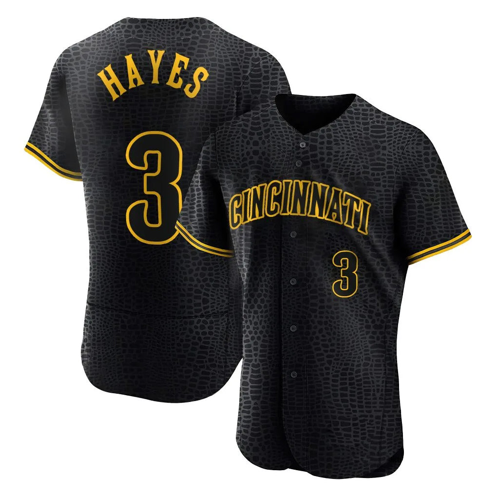 Jamed C.Reds #3 Ke'Bryan Hayes Player Black Snake Skin City Limited Elite Home Stitched Jerseys
